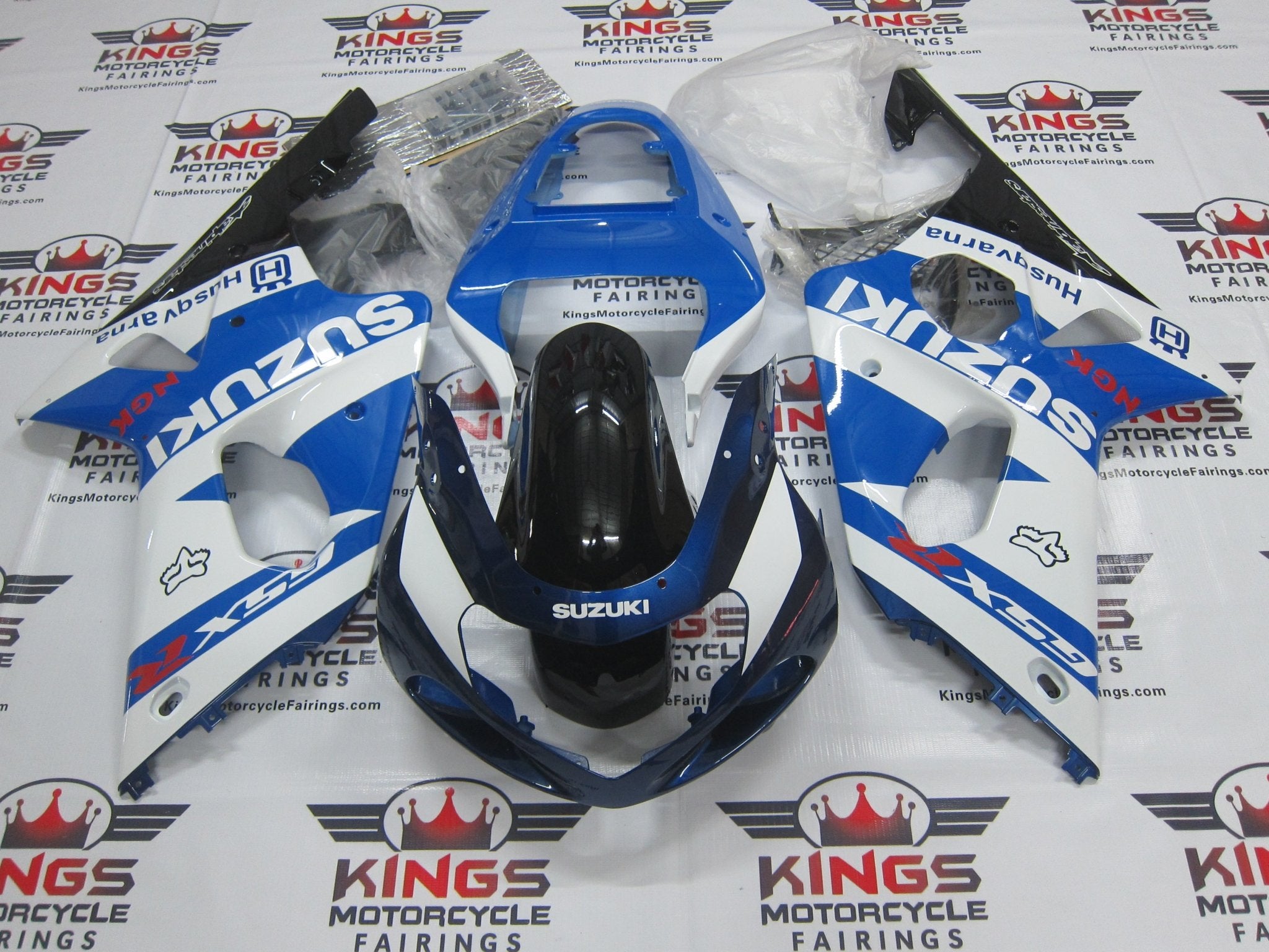 Suzuki GSXR 1000 Fairings (2000-2002) Blue, White, Black & Dark Blue at KingsMotorcycleFairings.com