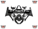 Suzuki GSXR 600 Fairings (2000-2003) Black, White Flame at KingsMotorcycleFairings.com