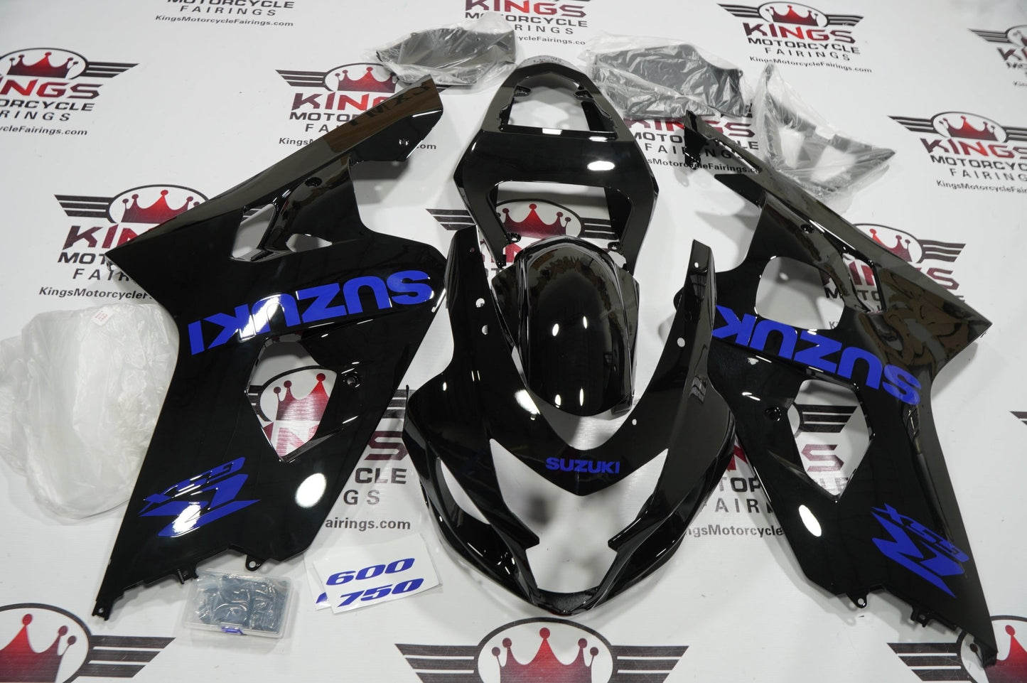 Suzuki GSXR 600 Fairings (2004-2005) Black & Dark Blue Fairings at KingsMotorcycleFairings.com