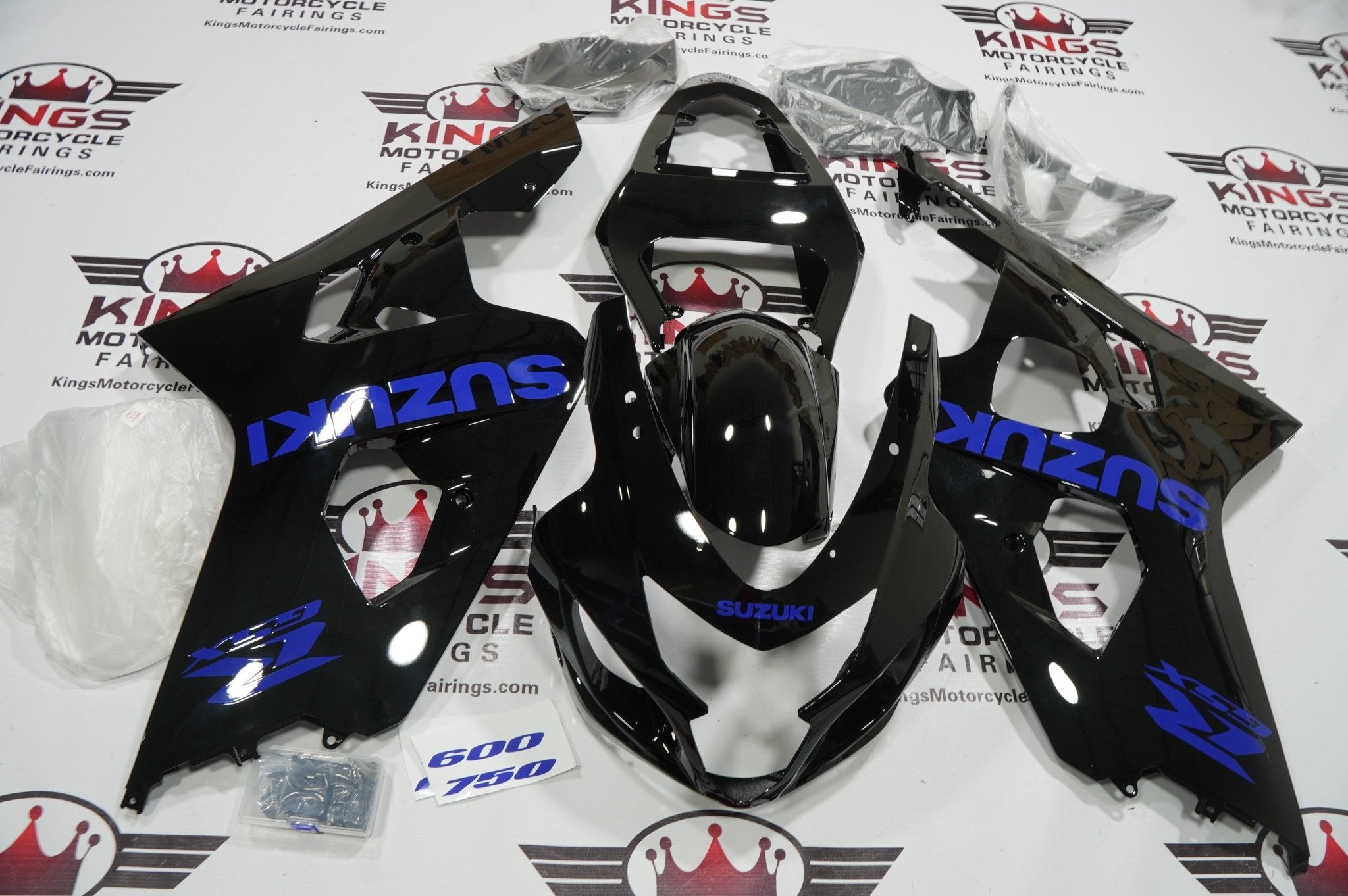 Suzuki GSXR 600 Fairings (2004-2005) Black & Dark Blue Fairings at KingsMotorcycleFairings.com