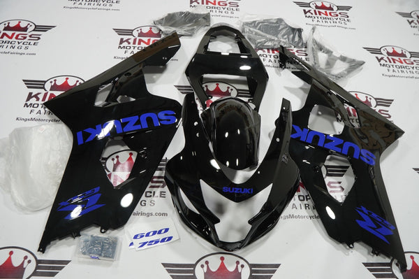 Suzuki GSXR 600 Fairings (2004-2005) Black & Dark Blue Fairings at KingsMotorcycleFairings.com