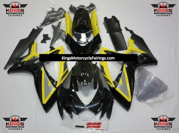 Suzuki GSXR 600 Fairings (2006-2007) Black, Yellow, Silver at KingsMotorcycleFairings.com