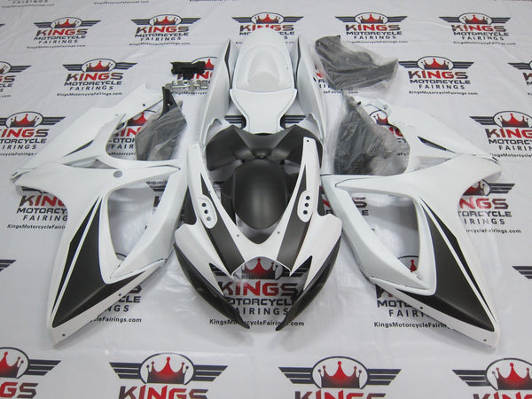 Suzuki GSXR 600 Fairings (2006-2007) Matte White, Matte Silver at KingsMotorcycleFairings.com