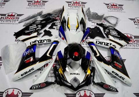 Suzuki GSXR 600 Fairings (2008-2010) Black, White & Blue Viru at KingsMotorcycleFairings.com