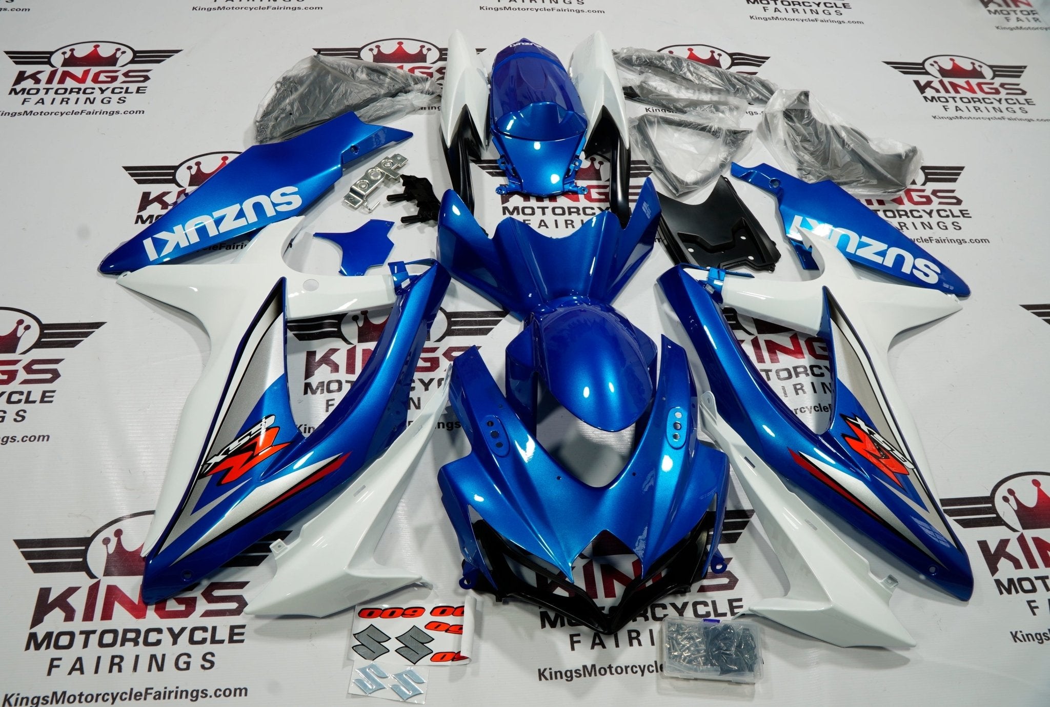Suzuki GSXR600 (2008-2010) Blue, White, Red & Gray Fairings – Kings ...