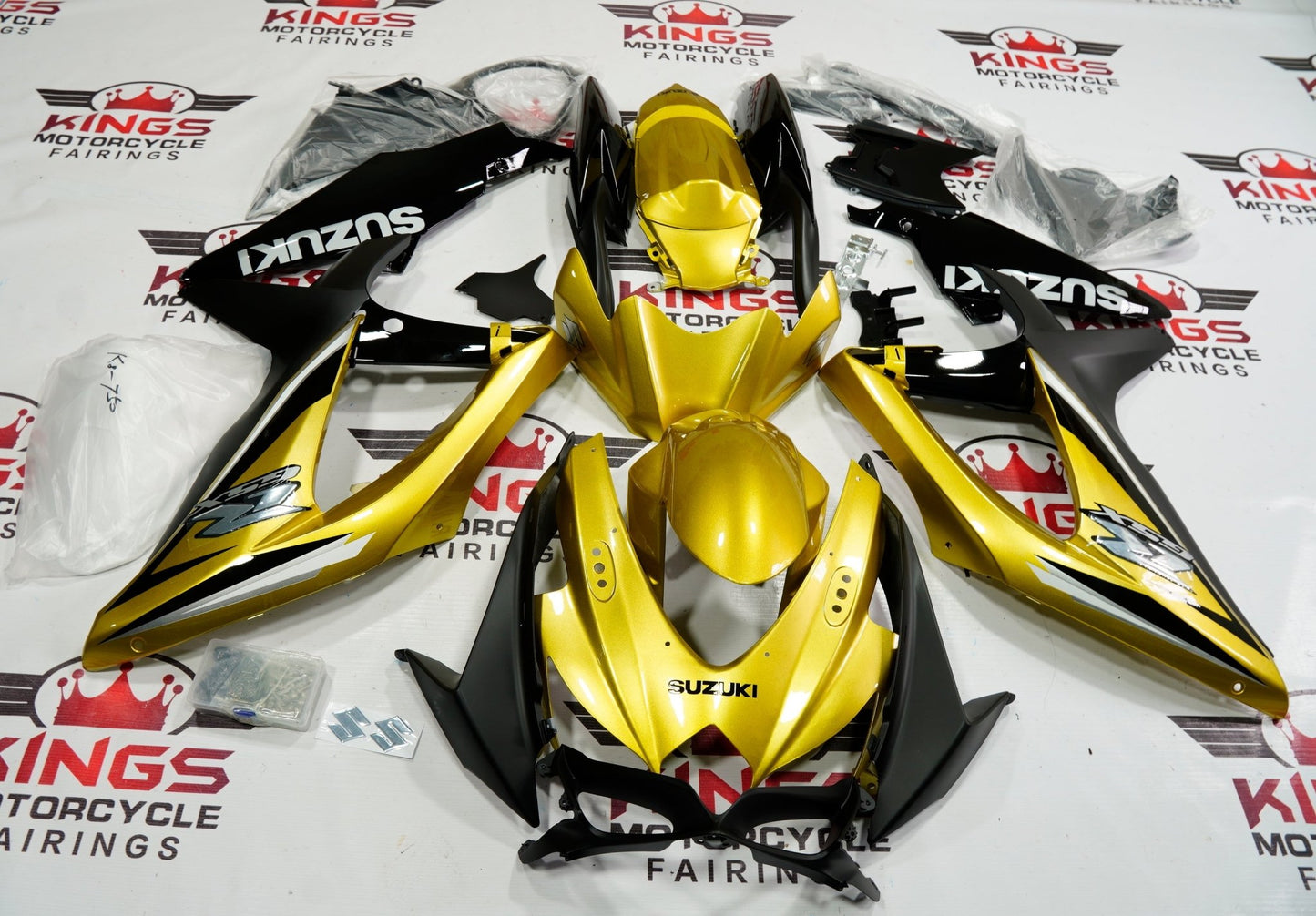 Suzuki GSXR 600 Fairings (2008-2010) Gold, Black KingsMotorcycleFairings.com