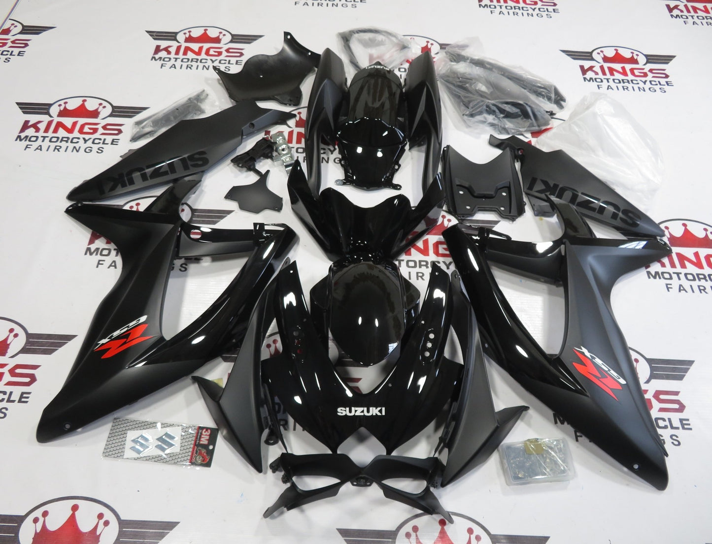 Suzuki GSXR 600 Fairings (2008-2010) Matte Black, Gloss Black at KingsMotorcycleFairings.com