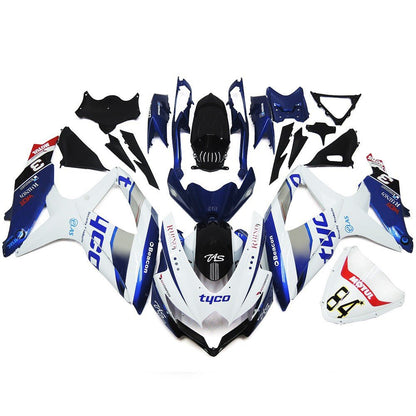 Suzuki GSXR 750 Fairings (2008-2010) White, Blue, Black Tyco at KingsMotorcycleFairings.com