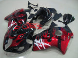 Suzuki Hayabusa Fairings (1999-2007) Black, Candy Apple Red Flame at KingsMotorcycleFairings.com