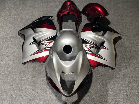 Suzuki Hayabusa Fairings (1999-2007) Silver, Candy Red at KingsMotorcycleFairings.com