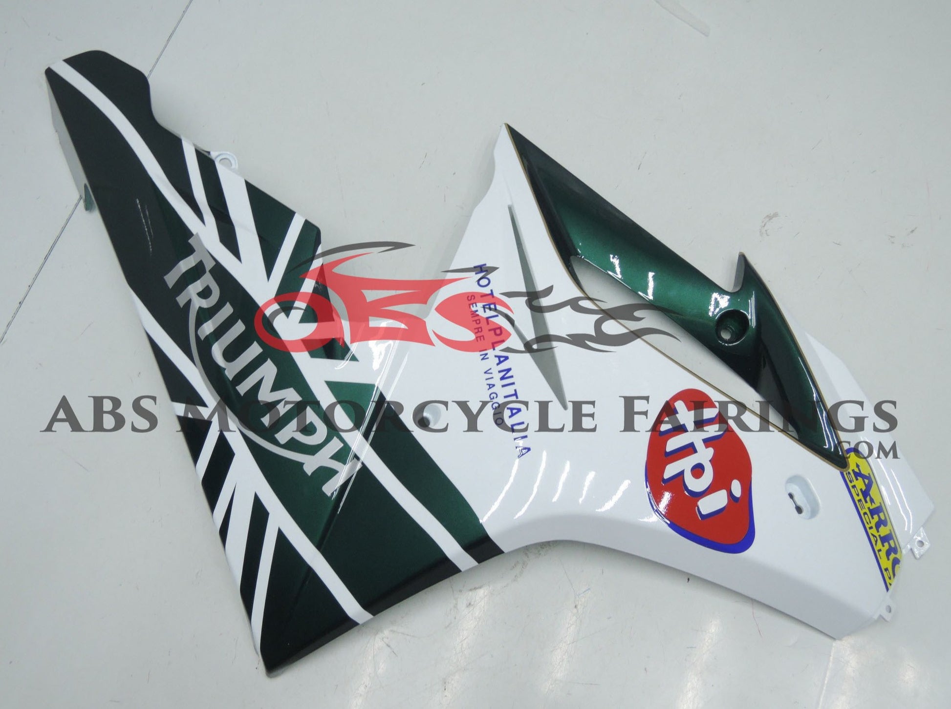 Dark Green and White Fairing Kit for a 2006, 2007 & 2008 Triumph Daytona 675 motorcycle