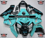 Turquoise Blue and Black Repsol Fairing Kit for a 2003 and 2004 Honda CBR600RR motorcycle