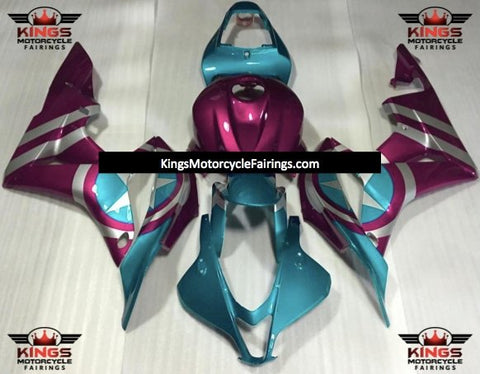 Honda CBR600RR (2007-2008) Blue Turquoise, Silver & Pink Captain America Fairings