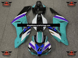 Turquoise Blue, White, Black and Purple Multicolored #6 Fairing Kit for a 2004 & 2005 Honda CBR1000RR motorcycle