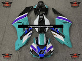 Turquoise Blue, White, Black and Purple Multicolored #6 Fairing Kit for a 2004 & 2005 Honda CBR1000RR motorcycle