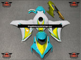 Turquoise Blue, Yellow and White Fairing Kit for a 2008, 2009, 2010 & 2011 Honda CBR1000RR motorcycle