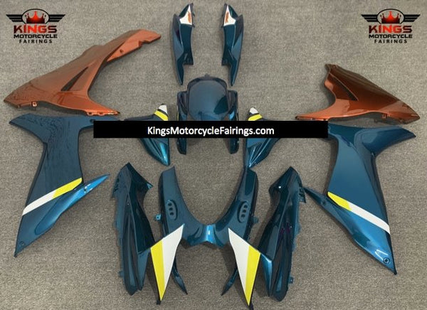 Suzuki GSXR750 (2011-2021) Teal Blue, Orange, White & Yellow Fairings