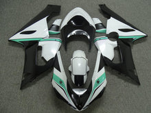 White, Black and Green Fairing Kit for a 2005 & 2006 Kawasaki ZX-6R 636 motorcycle