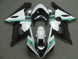 White, Black and Green Fairing Kit for a 2005 & 2006 Kawasaki ZX-6R 636 motorcycle