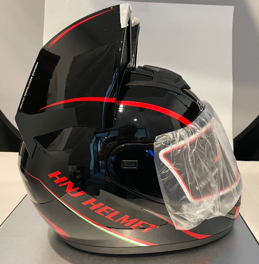 Motorcycle Helmet Black & Red with Cat Ears