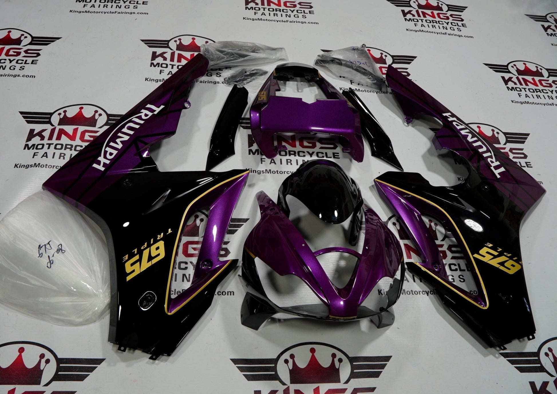 Triumph Daytona 675 (2006-2008) Purple, Black, Yellow & White Fairings at KingsMotorcycleFairings.com.