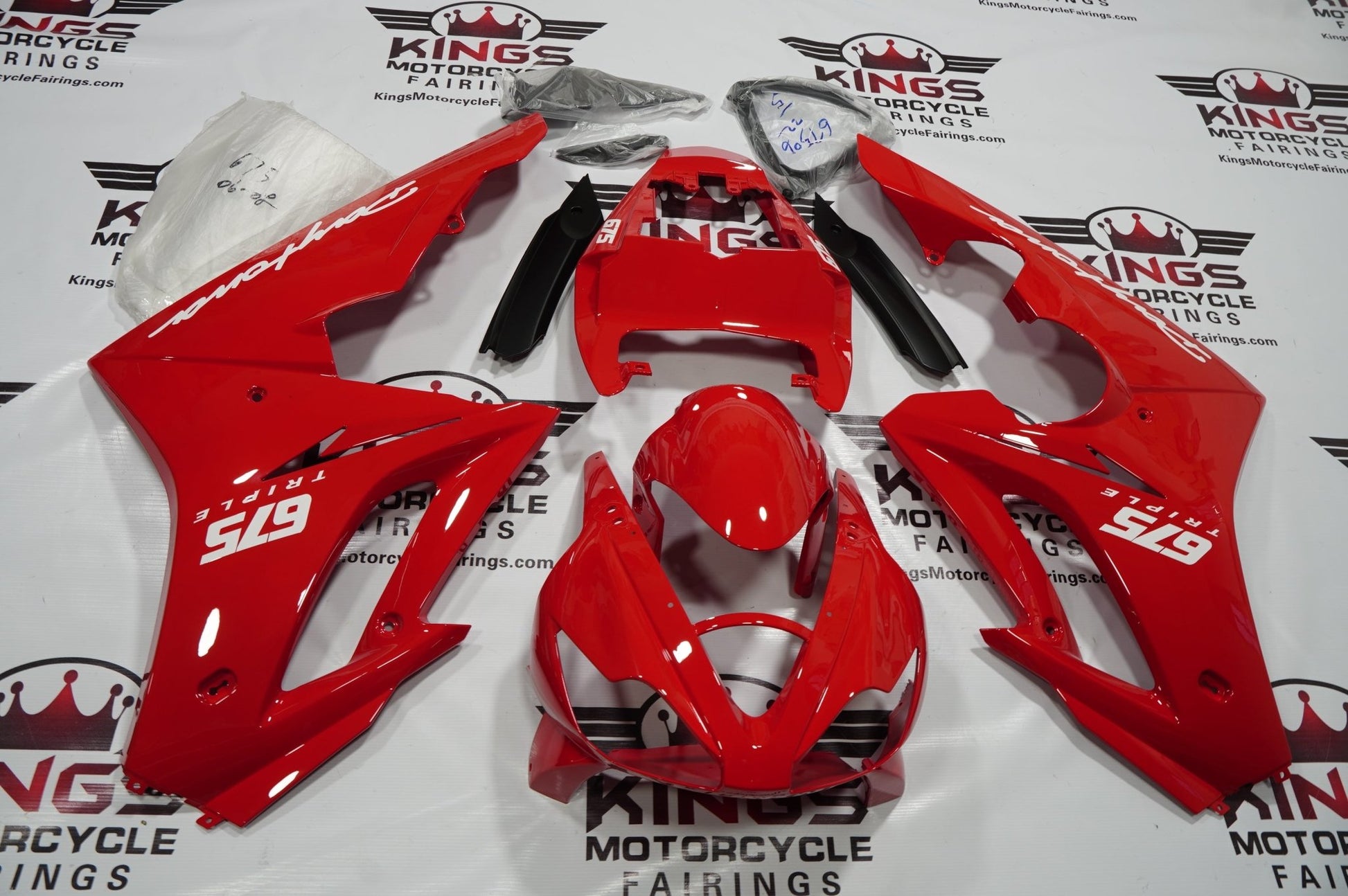 Triumph Daytona 675 Fairings(2006-2008) Red, White at KingsMotorcycleFairings.com