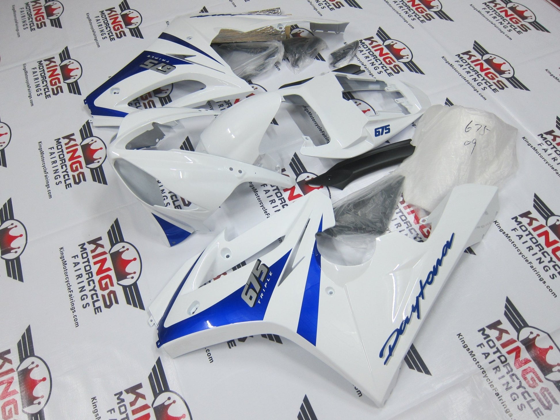 Triumph Daytona 675 (2009-2012) Blue & White Fairings at KingsMotorcycleFairings.com