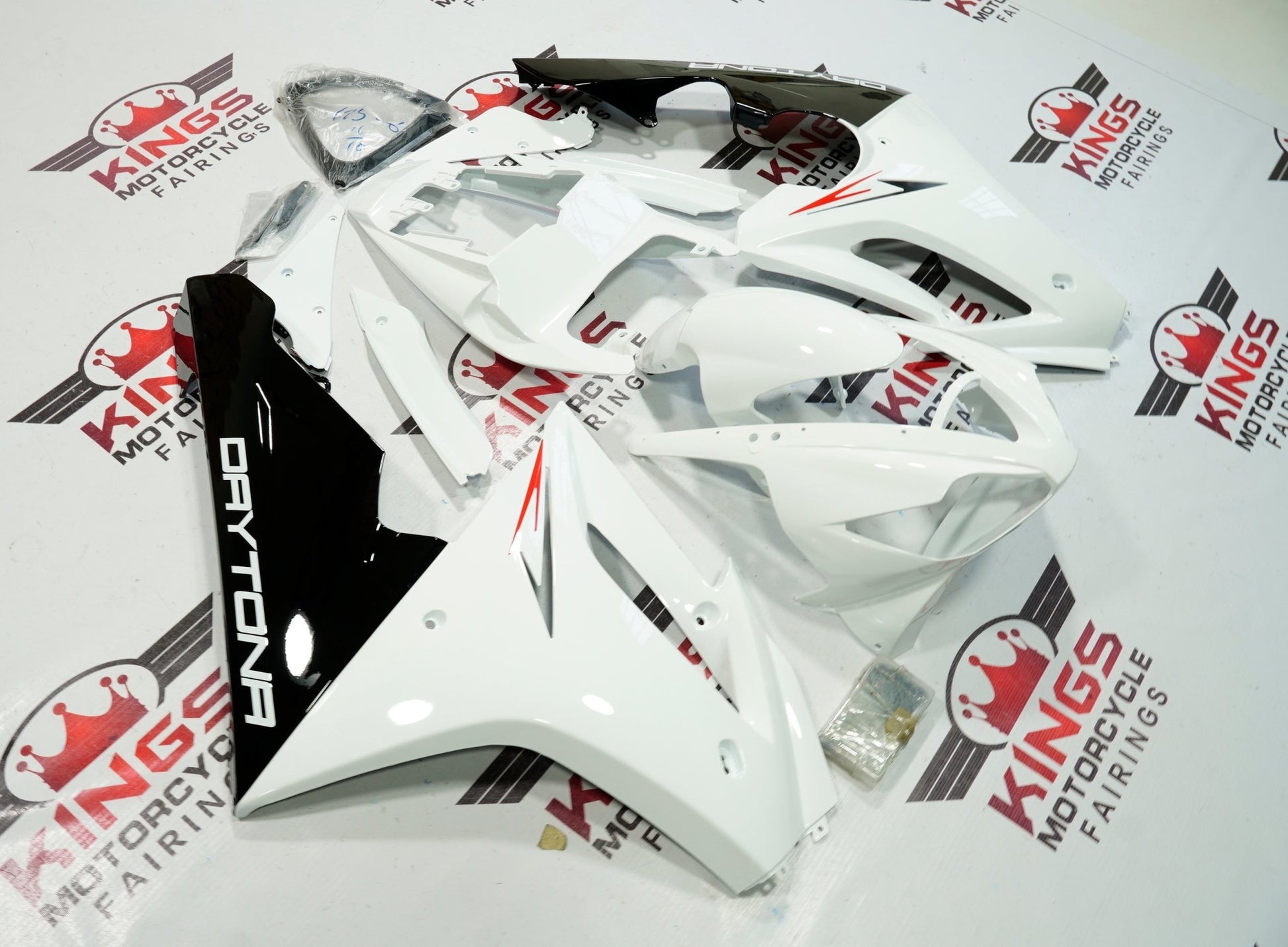 Triumph Daytona 675 Fairing kit (2006-2008) White, Black at KingsMotorcycleFairings.com