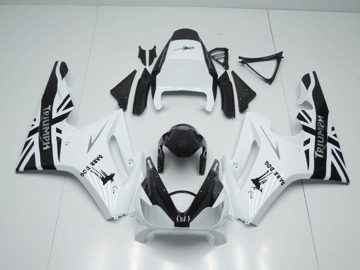 Triumph Daytona 675 Fairings (2006-2008) White, Black Dark Dog by KingsMotorcycleFairings.com