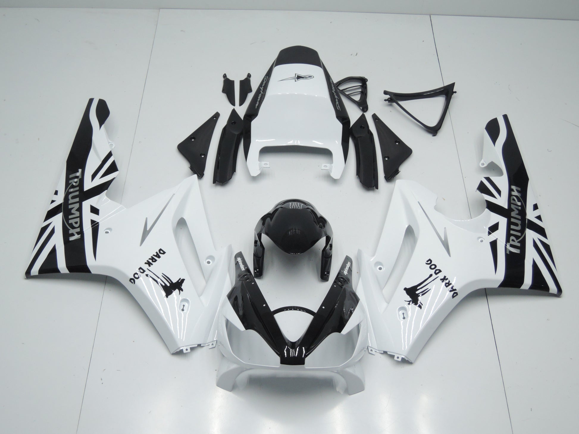 Triumph Daytona 675 Fairings (2006-2008) White, Black Dark Dog by KingsMotorcycleFairings.com