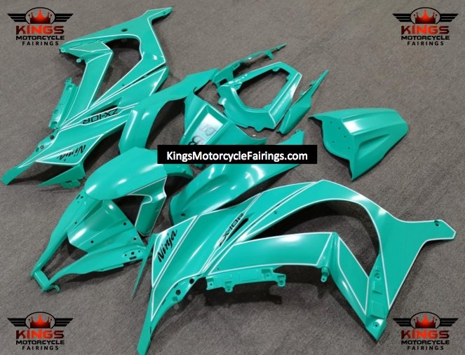 Turquoise Blue, White and Black Fairing Kit for a 2011, 2012, 2013, 2014 & 2015 Kawasaki Ninja ZX-10R motorcycle