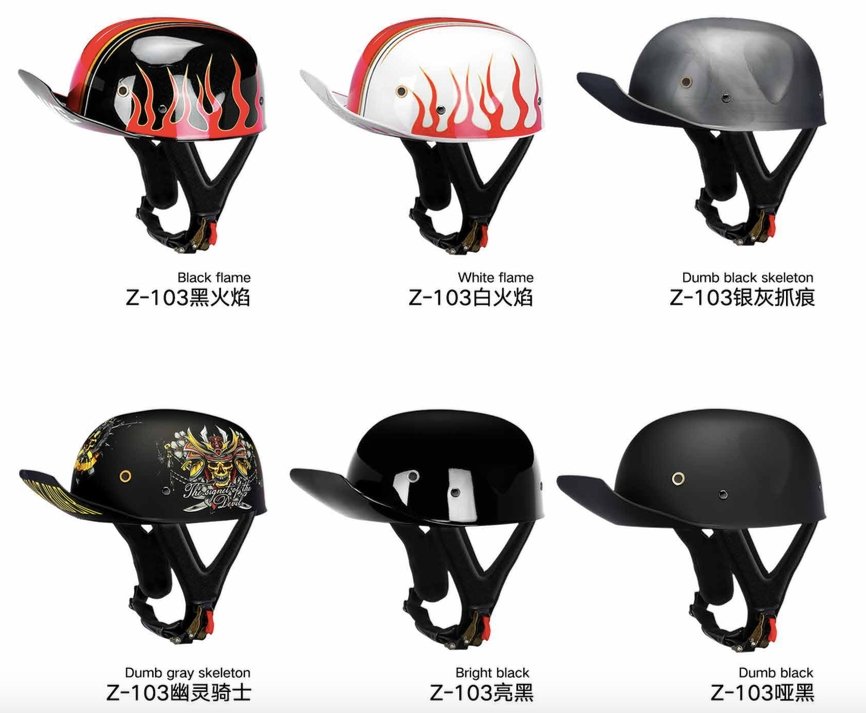 baseball hat style motorcycle helmet Motorcycle Helmet, Vintage Matte Black, Yellow Ghost Rider