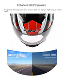 The White, Black, Red & Blue HNJ Full-Face Motorcycle Helmet is brought to you by Kings Motorcycle Fairings