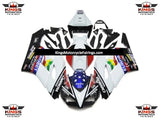 White and Black Carrera Fairing Kit for a 2004 and 2005 Honda CBR1000RR motorcycle