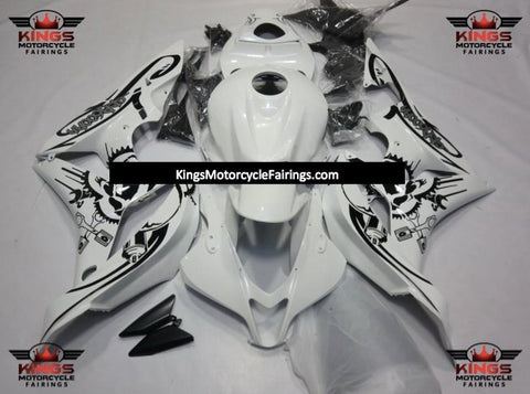 Honda CBR600RR (2007-2008) White & Black, Gears & Skulls Fairings