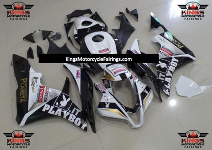 Honda CBR600RR (2007-2008) White & Black Playboy Fairings