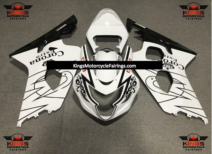 Suzuki GSXR600 (2004-2005) White & Black Tribal Corona Fairings