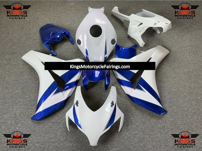 White and Blue Fairing Kit for a 2008, 2009, 2010 & 2011 Honda CBR1000RR motorcycle