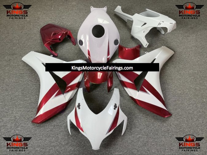 White and Dark Red Fairing Kit for a 2008, 2009, 2010 & 2011 Honda CBR1000RR motorcycle