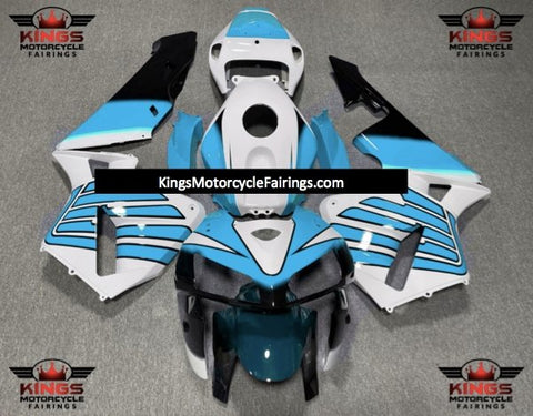 Honda CBR600RR (2005-2006) White, Light Blue & Black Striped Wing Fairings