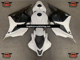 White and Matte Black Fairing Kit for a 2009, 2010, 2011 & 2012 Honda CBR600RR motorcycle