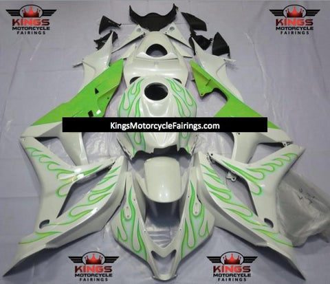 Honda CBR600RR (2007-2008) White & Green Flame Fairings