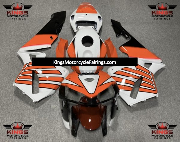 Honda CBR600RR (2005-2006) White, Orange & Black Striped Wing Fairings