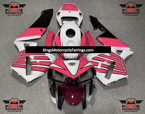 Honda CBR600RR (2005-2006) White, Pink & Black Striped Wing Fairings