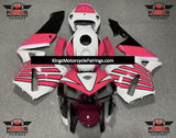 White, Pink and Black Striped Wing Fairing Kit for a 2005 and 2006 Honda CBR600RR motorcycle