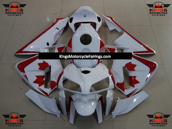 Honda CBR600RR (2005-2006) White & Red Canada Leaf Fairings