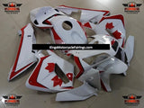 White and Red Canada Leaf Fairing Kit for a 2005 and 2006 Honda CBR600RR motorcycle