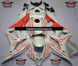 White and Red Flame Fairing Kit for a 2007 and 2008 Honda CBR600RR motorcycle