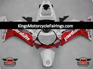 White and Red Jordan Fairing Kit for a 2000, 2001, 2002 & 2003 Suzuki GSX-R750 motorcycle