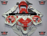 White and Red Lucky StrikeFairing Kit for a 2003, 2004 Honda CBR600RR motorcycle